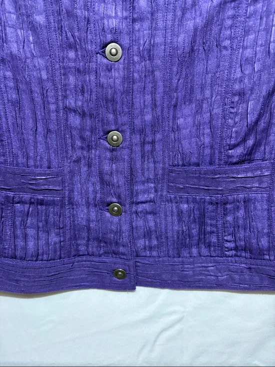 Ruby Rd. Deep Purple Textured Button-Front Jacket - Picture 5 of 10